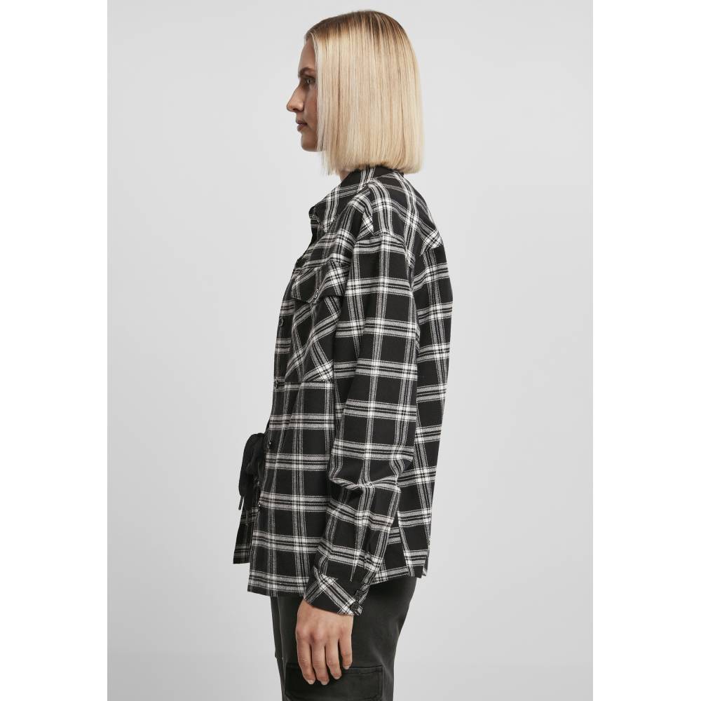 Urban Classics - Oversized Overshirt Bluse - Schwarz/Weiß